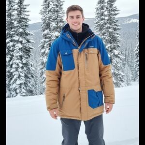 Men's Blue and Tan Winter Jacket
